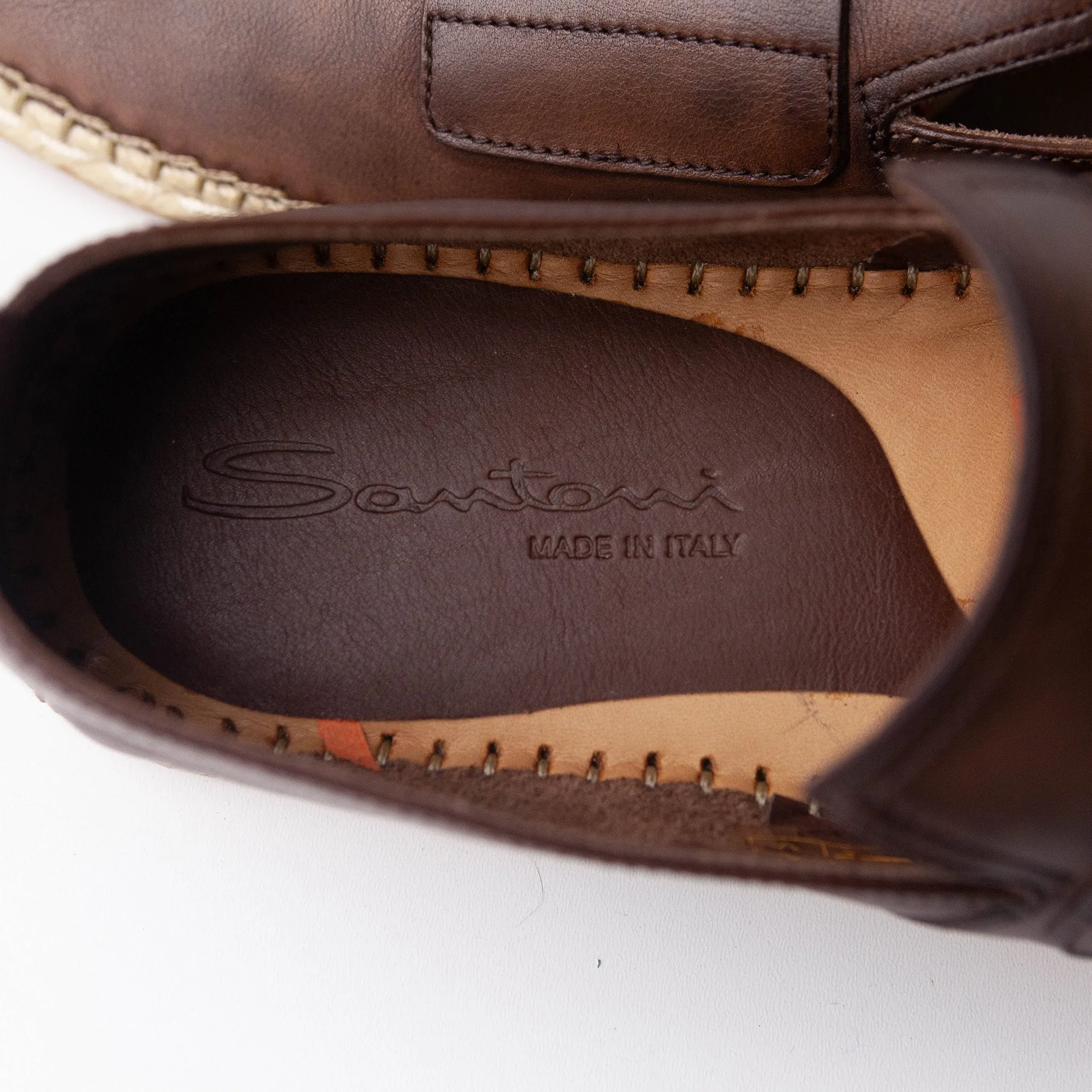 Brown Leather Espadrilles #695