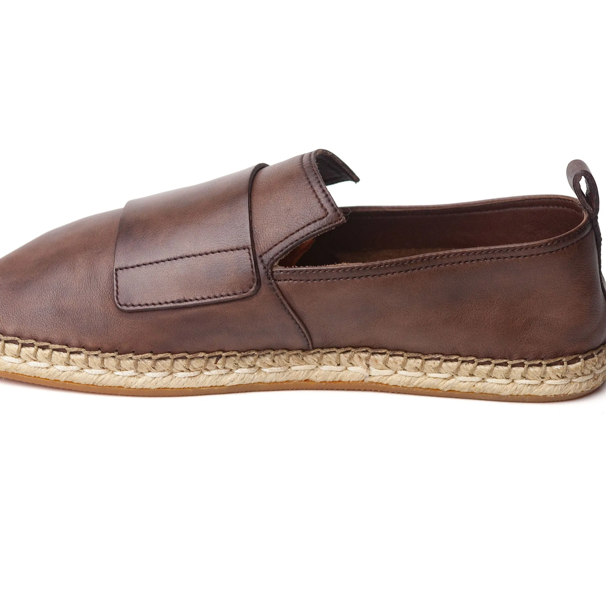 Brown Leather Espadrilles #695