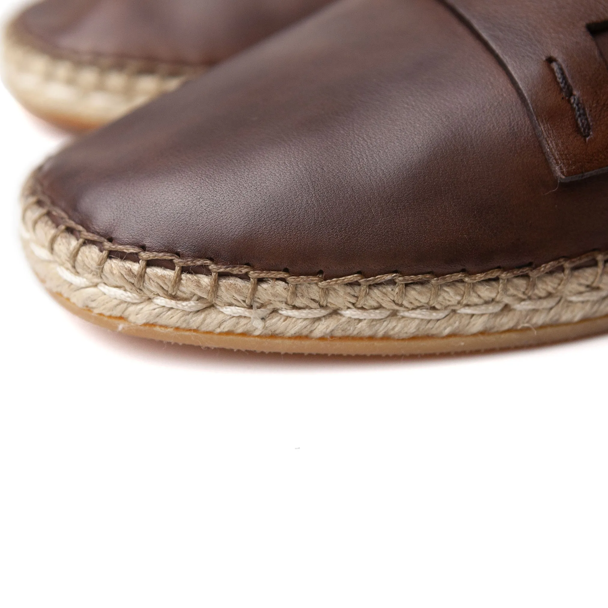 Brown Leather Espadrilles #695