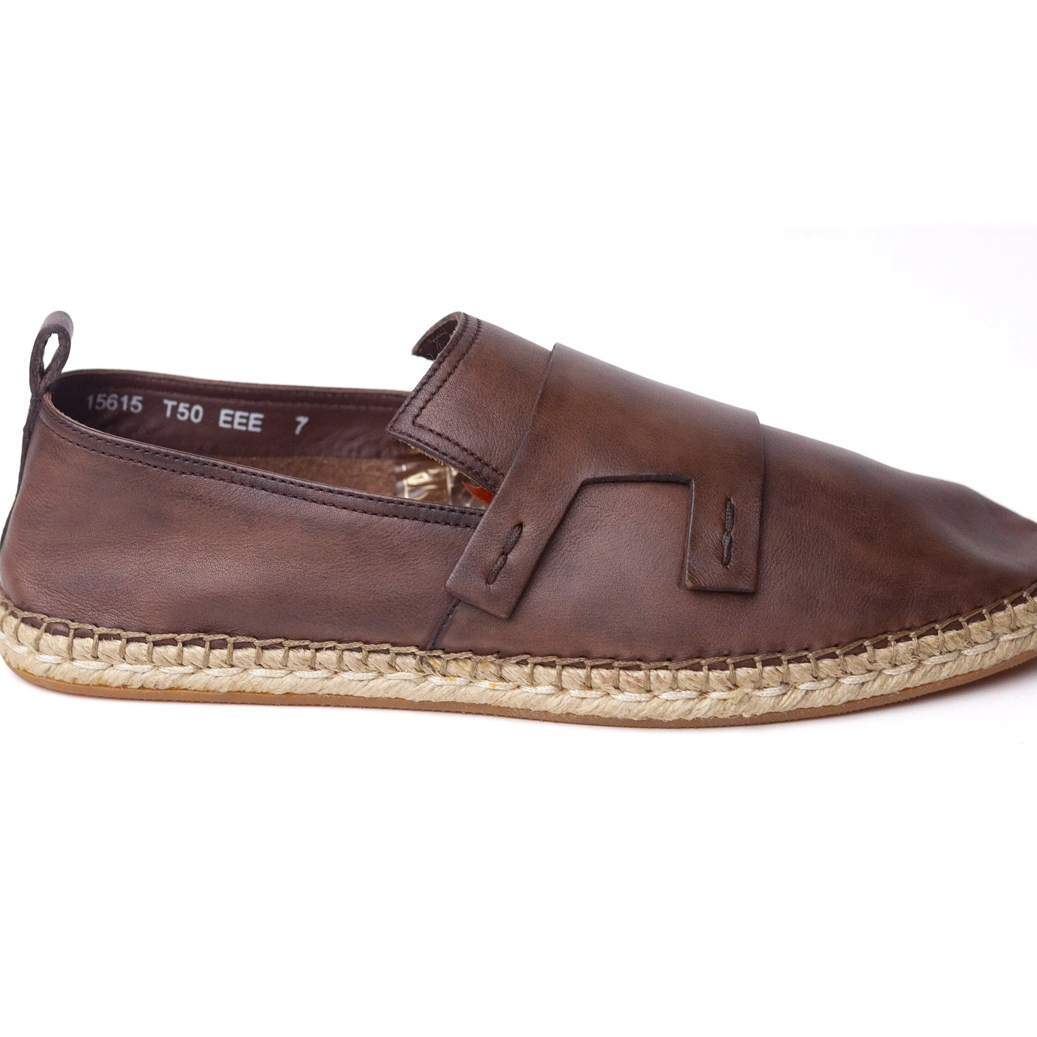 Brown Leather Espadrilles #695