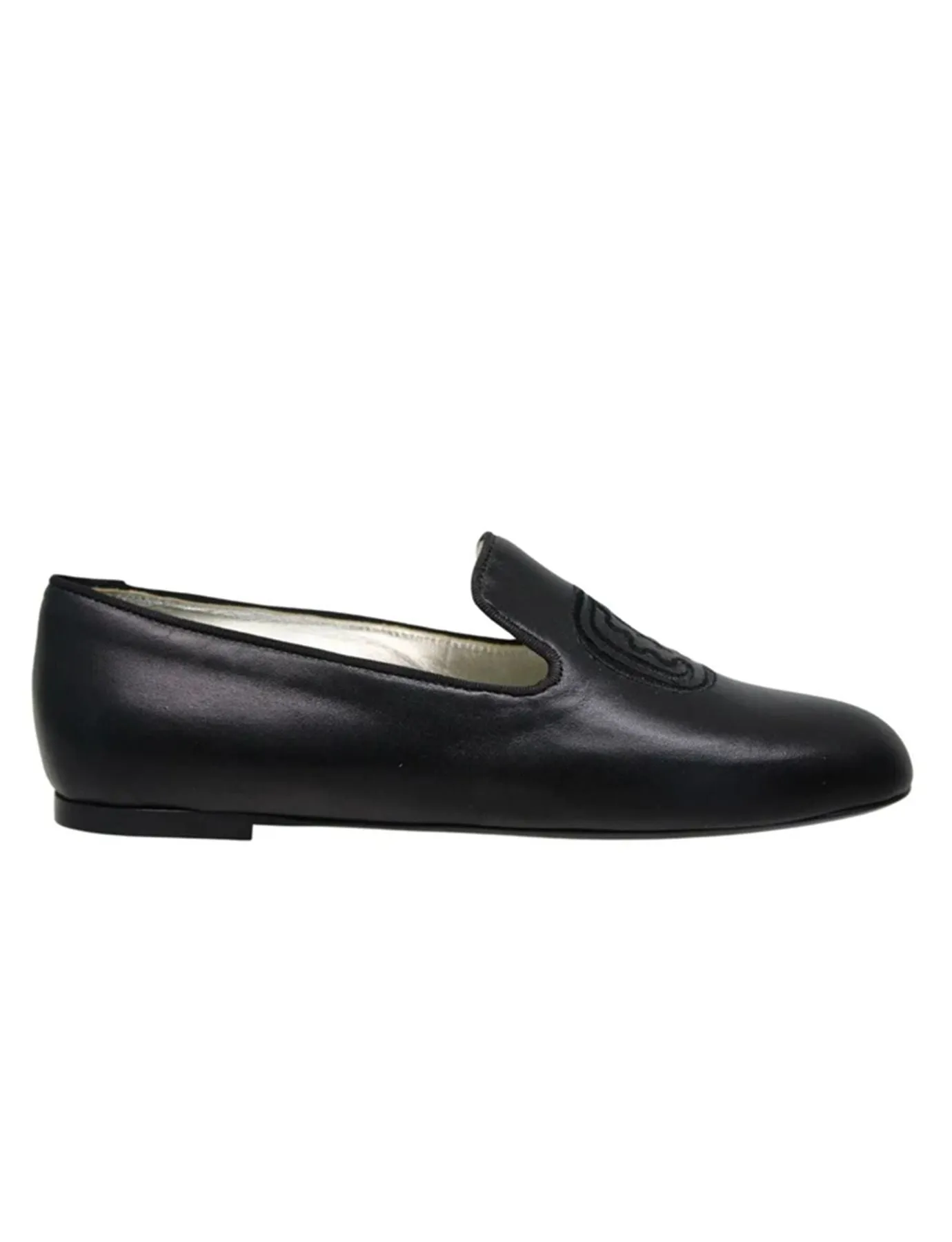 Callie embroidered loafer in black leather