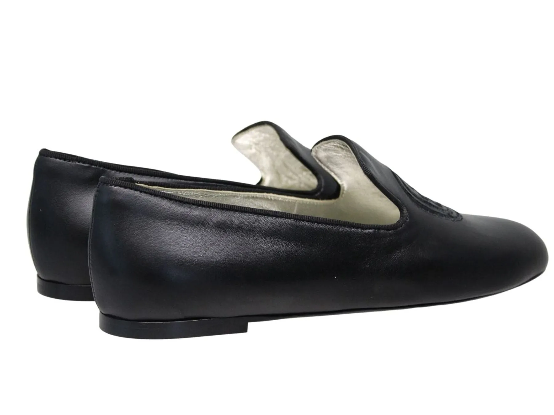 Callie embroidered loafer in black leather