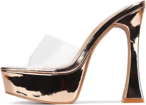 Cape Robbin YETI Black Clear Platfrom Open Toe High Heeled Sandals