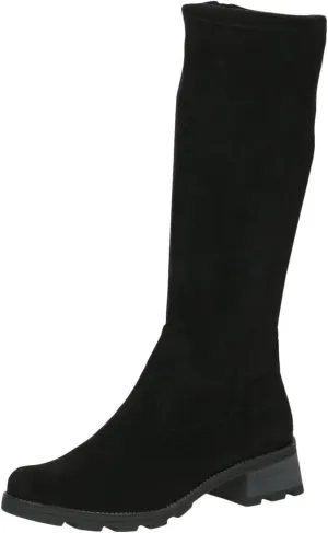 CAPRICE Women's Vegan Knee High Heel Boots, Black stretch., 7.5 Women