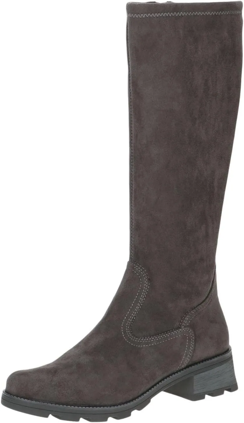 CAPRICE Women's Vegan Knee High Heel Boots, Dk Grey Str, 9 Women