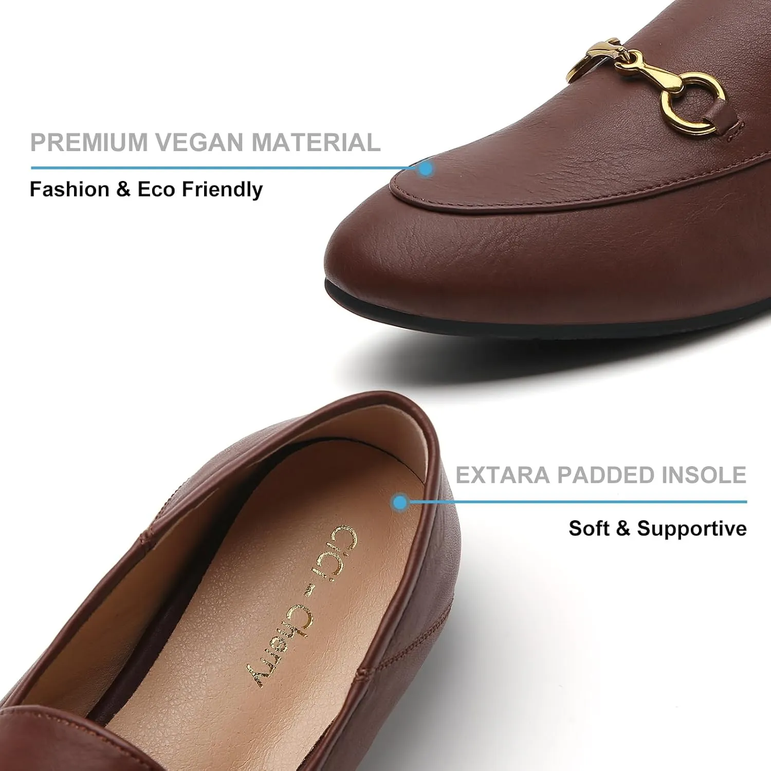 Casual Buckle Loafers for Women Work Flats Round Toe Business Backless Ballet Flats Metal Décor Driving Slip on