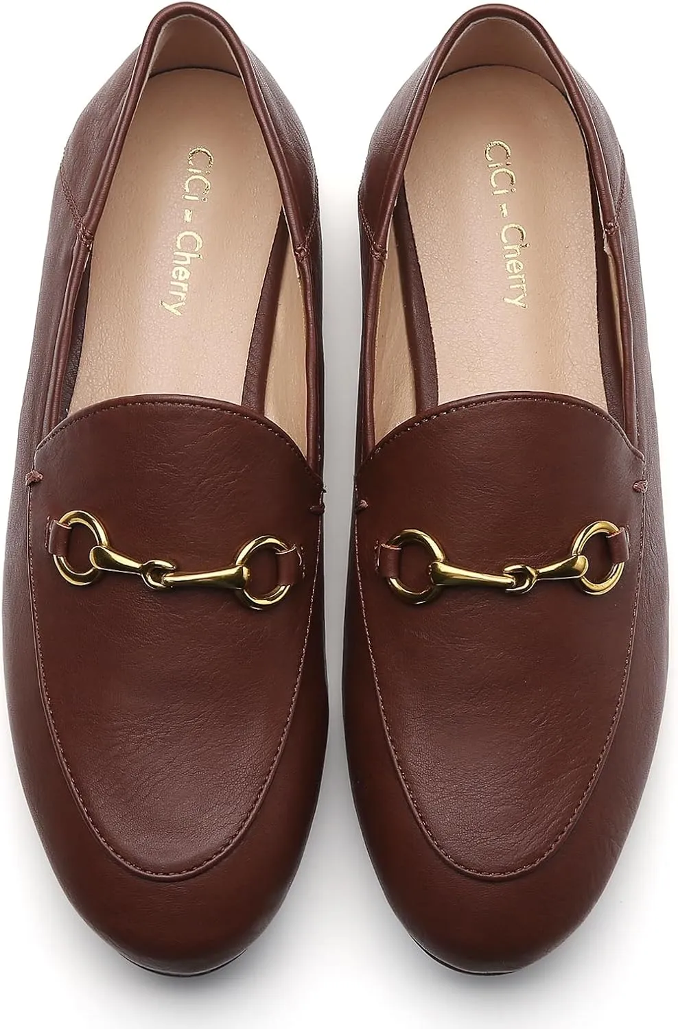 Casual Buckle Loafers for Women Work Flats Round Toe Business Backless Ballet Flats Metal Décor Driving Slip on