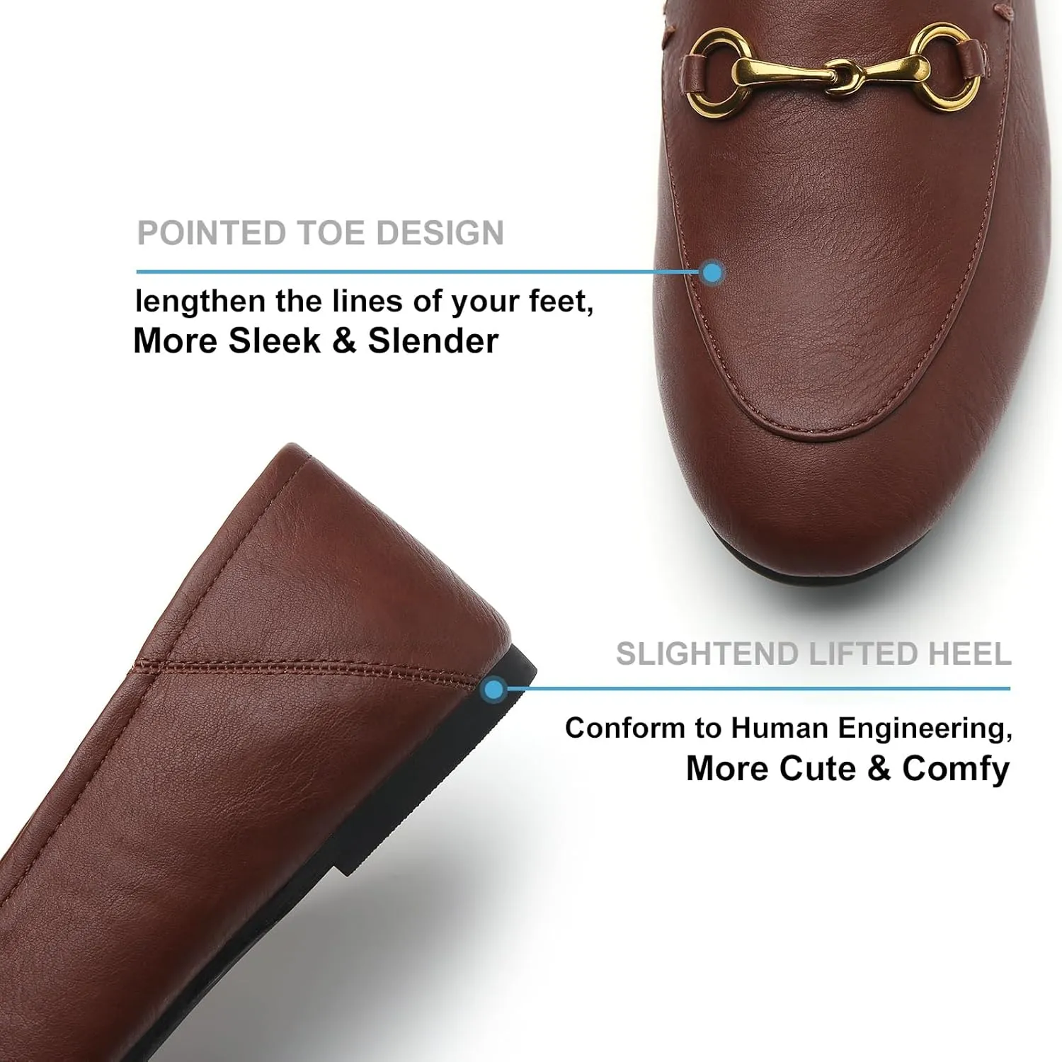 Casual Buckle Loafers for Women Work Flats Round Toe Business Backless Ballet Flats Metal Décor Driving Slip on