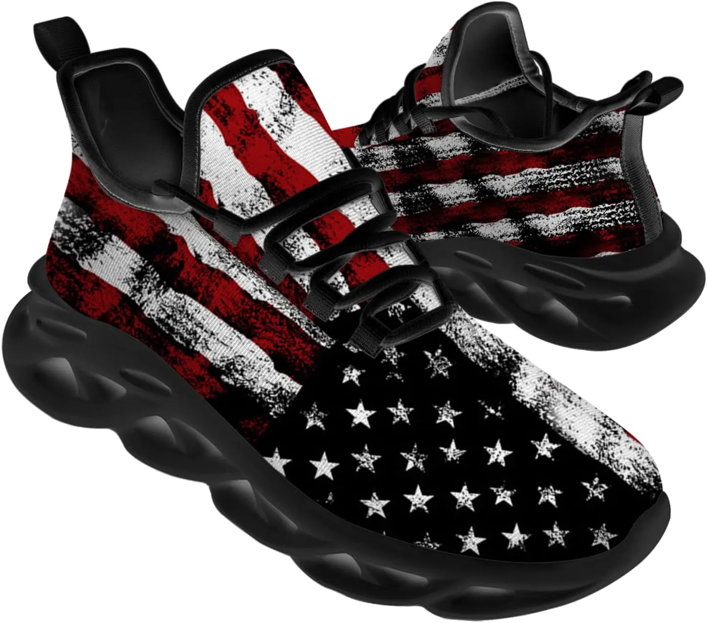 Ciadoon American Flag Shoes for Men Women Running Shoes Sport Walking Tennis Sneakers Athletic Shoes Gifts for Boy Girl