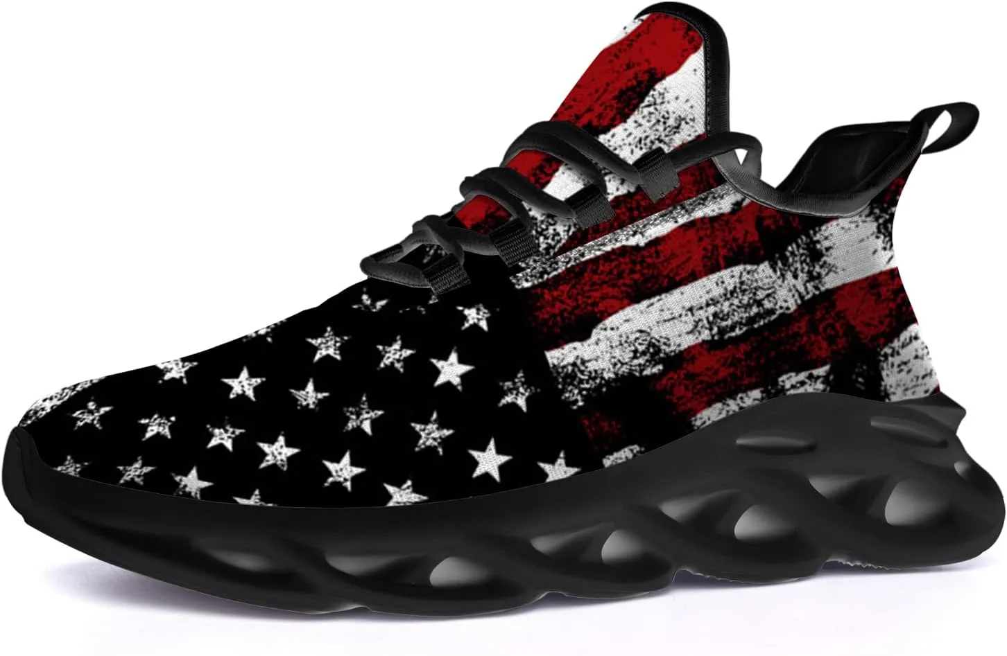 Ciadoon American Flag Shoes for Men Women Running Shoes Sport Walking Tennis Sneakers Athletic Shoes Gifts for Boy Girl