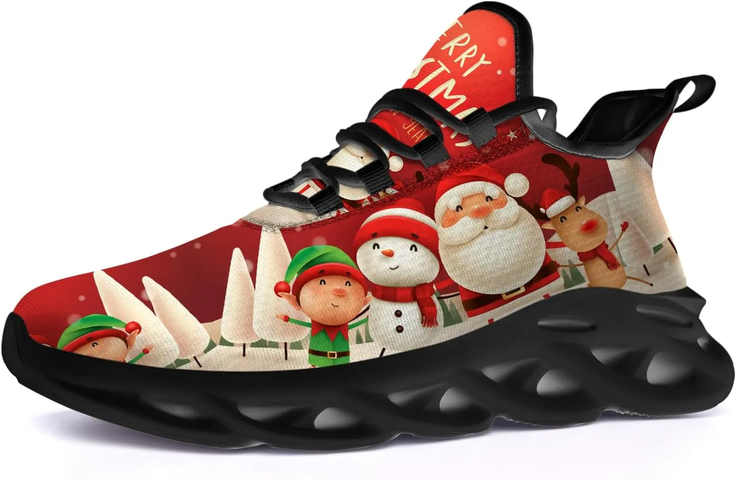 Ciadoon Christmas Shoes for Women Men Road Running Walking Tennis Breathable Lightweight Sneakers Gifts for Men Women