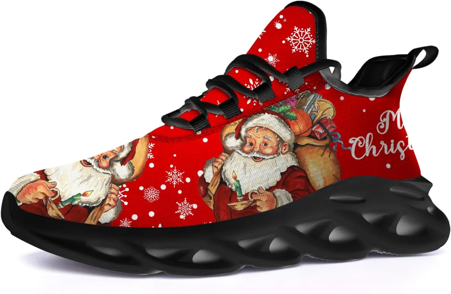 Ciadoon Christmas Shoes for Women Men Road Running Walking Tennis Breathable Lightweight Sneakers Gifts for Men Women