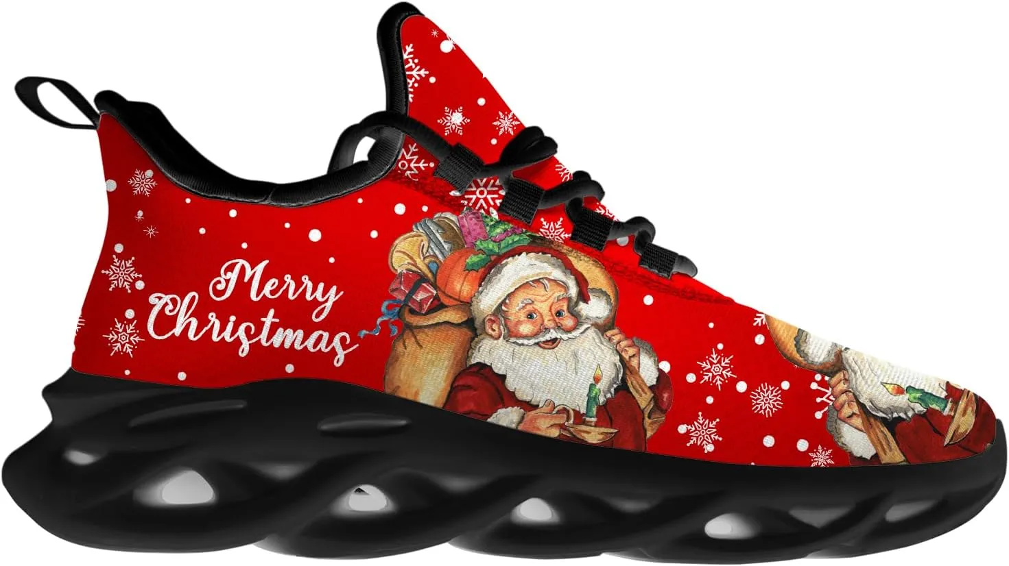 Ciadoon Christmas Shoes for Women Men Road Running Walking Tennis Breathable Lightweight Sneakers Gifts for Men Women