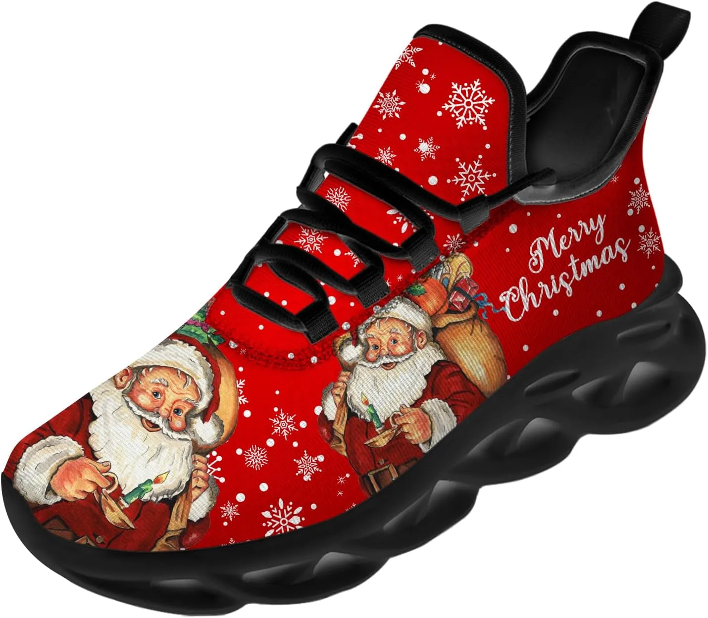 Ciadoon Christmas Shoes for Women Men Road Running Walking Tennis Breathable Lightweight Sneakers Gifts for Men Women