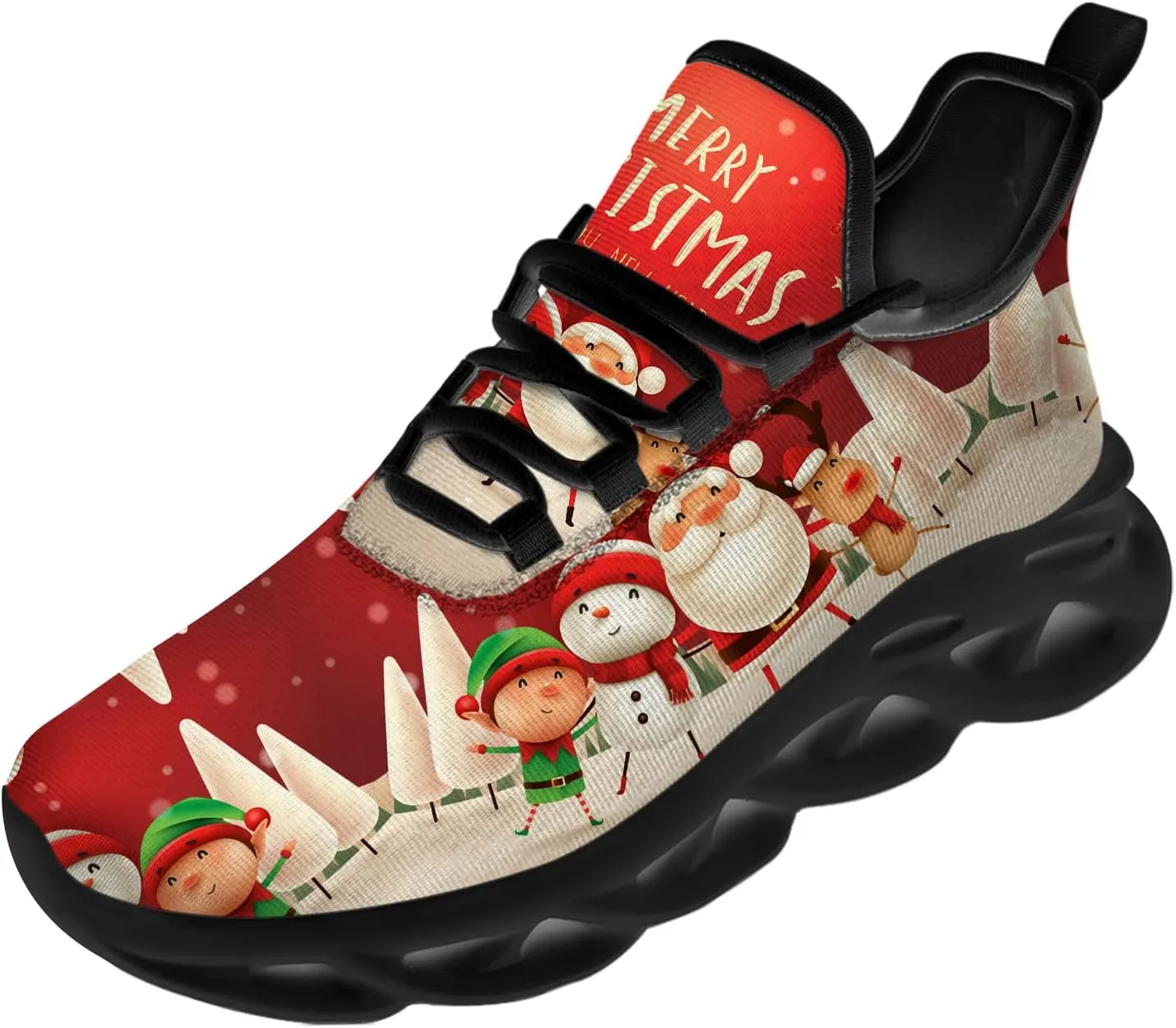 Ciadoon Christmas Shoes for Women Men Road Running Walking Tennis Breathable Lightweight Sneakers Gifts for Men Women