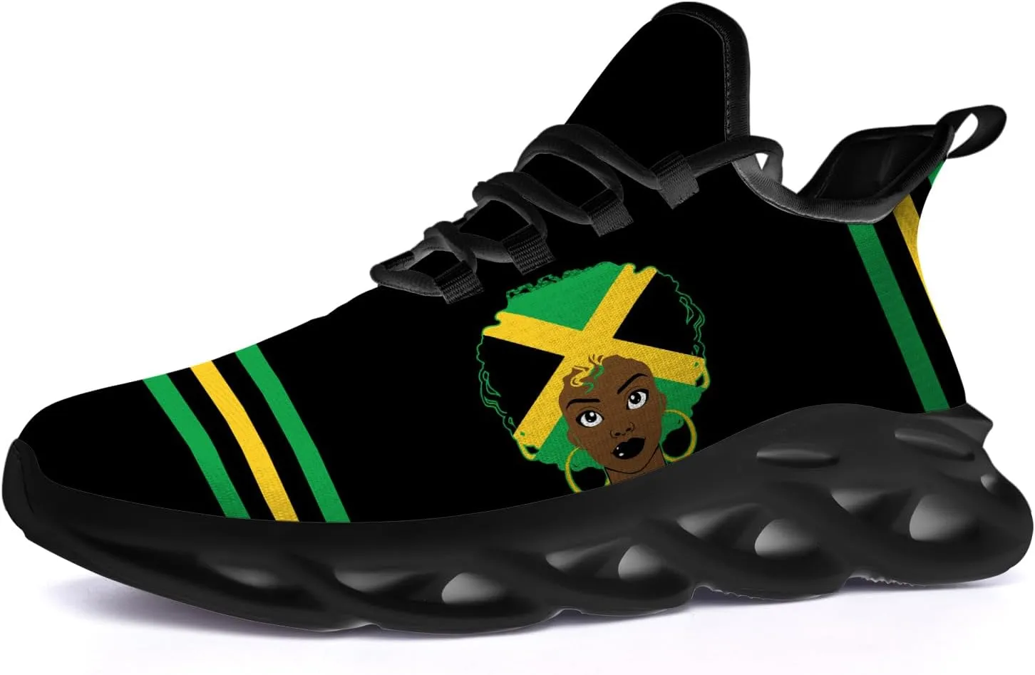 Ciadoon Jamaica Shoes for Women Men Road Running Walking Tennis Breathable Lightweight Sneakers Gifts for Men Women