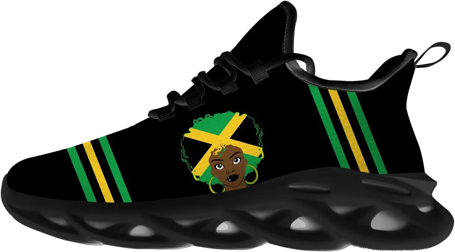 Ciadoon Jamaica Shoes for Women Men Road Running Walking Tennis Breathable Lightweight Sneakers Gifts for Men Women