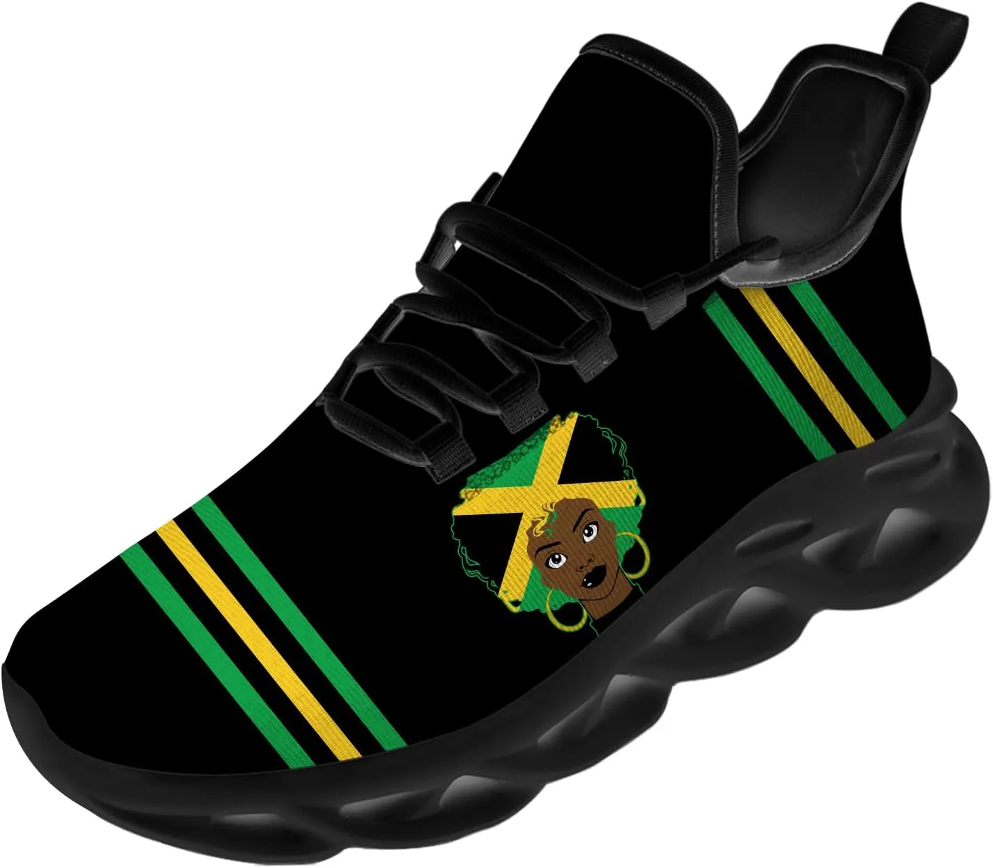 Ciadoon Jamaica Shoes for Women Men Road Running Walking Tennis Breathable Lightweight Sneakers Gifts for Men Women