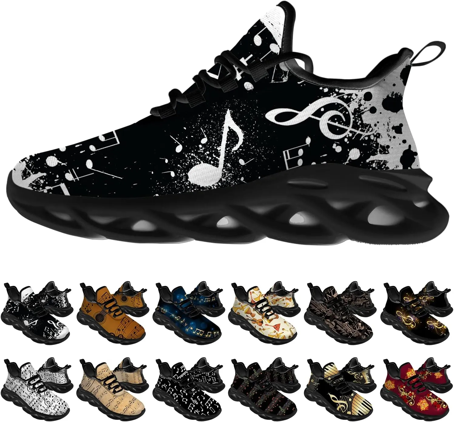Ciadoon Music Shoes for Men Women Road Running Shoes Comfortable Sport Walking Tennis Musical Sneakers Gifts for Boy Girl