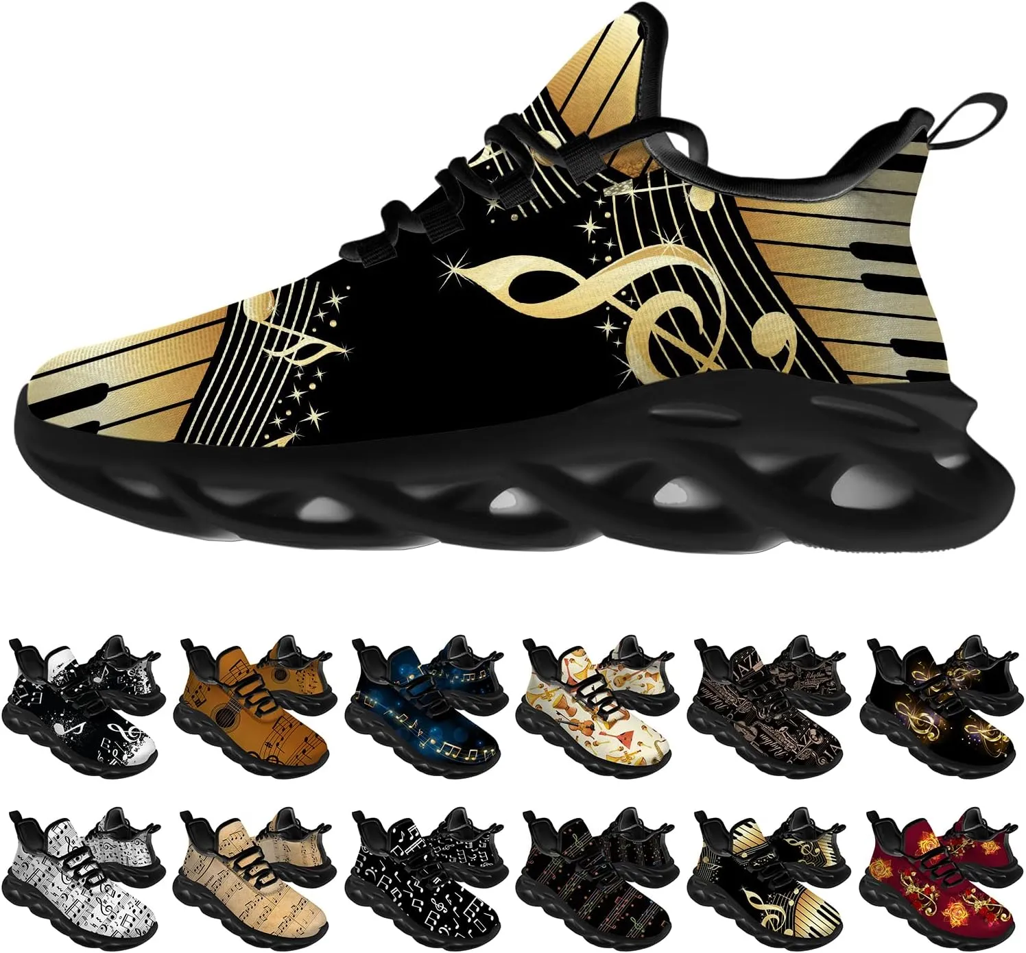 Ciadoon Music Shoes for Men Women Road Running Shoes Comfortable Sport Walking Tennis Musical Sneakers Gifts for Boy Girl