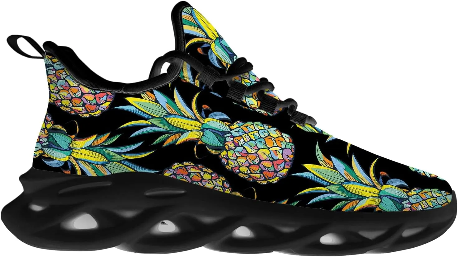 Ciadoon Pineapple Shoes for Women Men Road Running Athletic Walking Tennis Lightweight Sneakers Summer Tropical Shoes Gifts for Him Her