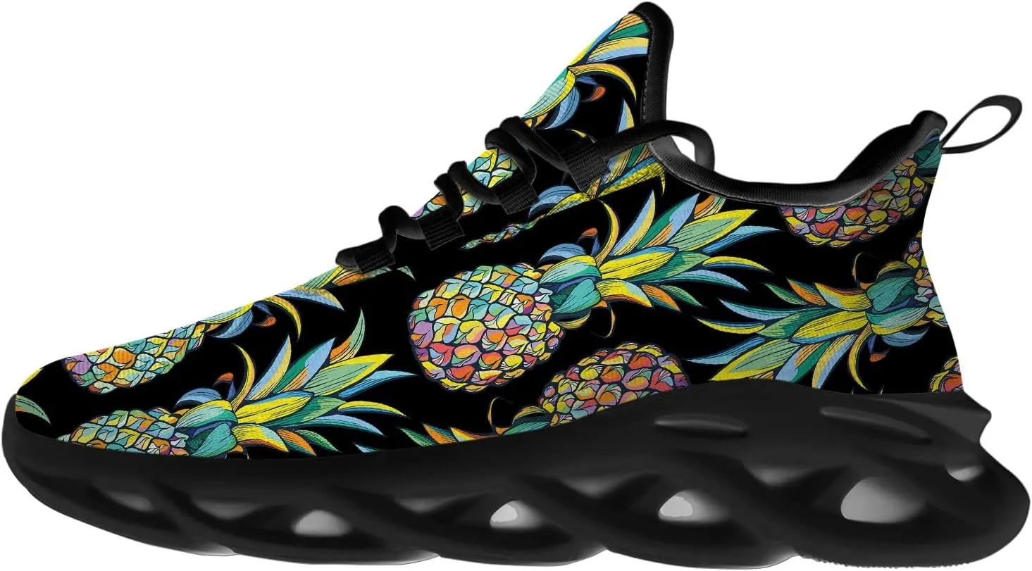 Ciadoon Pineapple Shoes for Women Men Road Running Athletic Walking Tennis Lightweight Sneakers Summer Tropical Shoes Gifts for Him Her