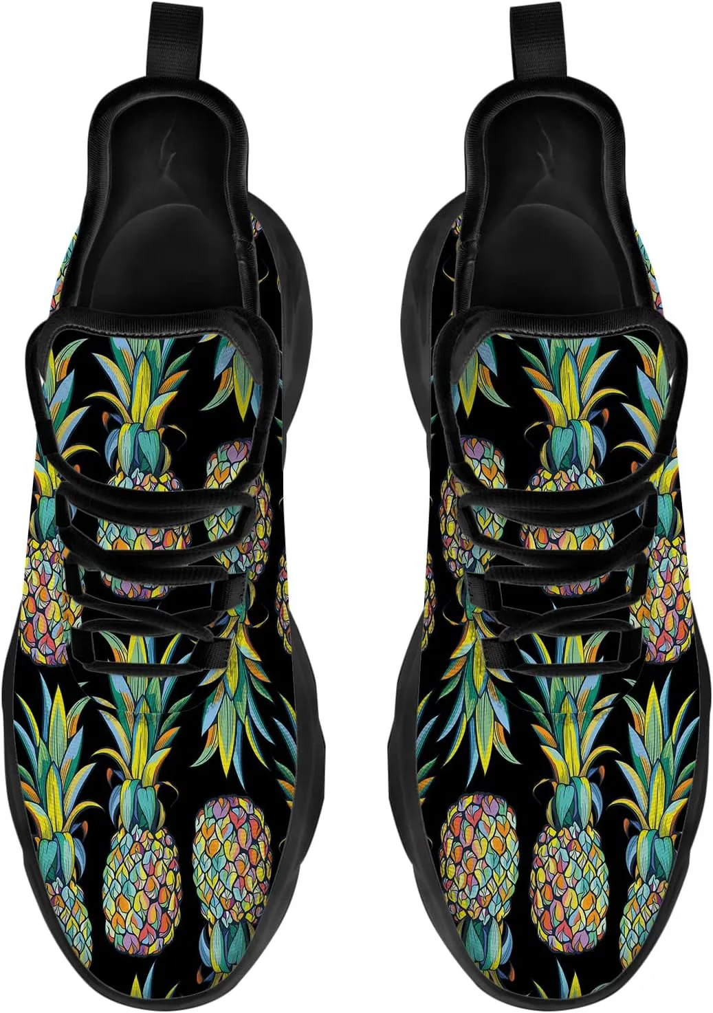 Ciadoon Pineapple Shoes for Women Men Road Running Athletic Walking Tennis Lightweight Sneakers Summer Tropical Shoes Gifts for Him Her
