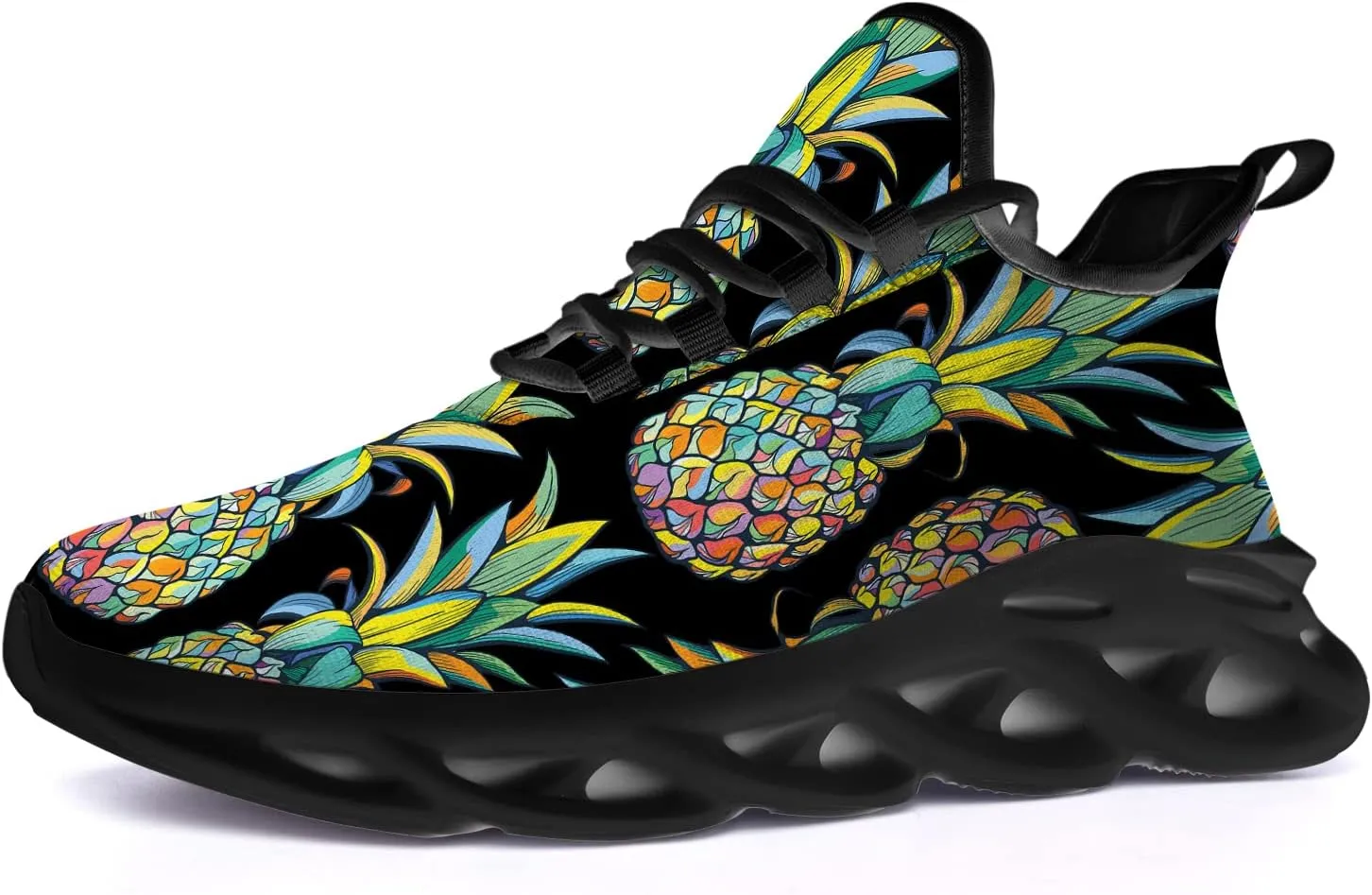 Ciadoon Pineapple Shoes for Women Men Road Running Athletic Walking Tennis Lightweight Sneakers Summer Tropical Shoes Gifts for Him Her