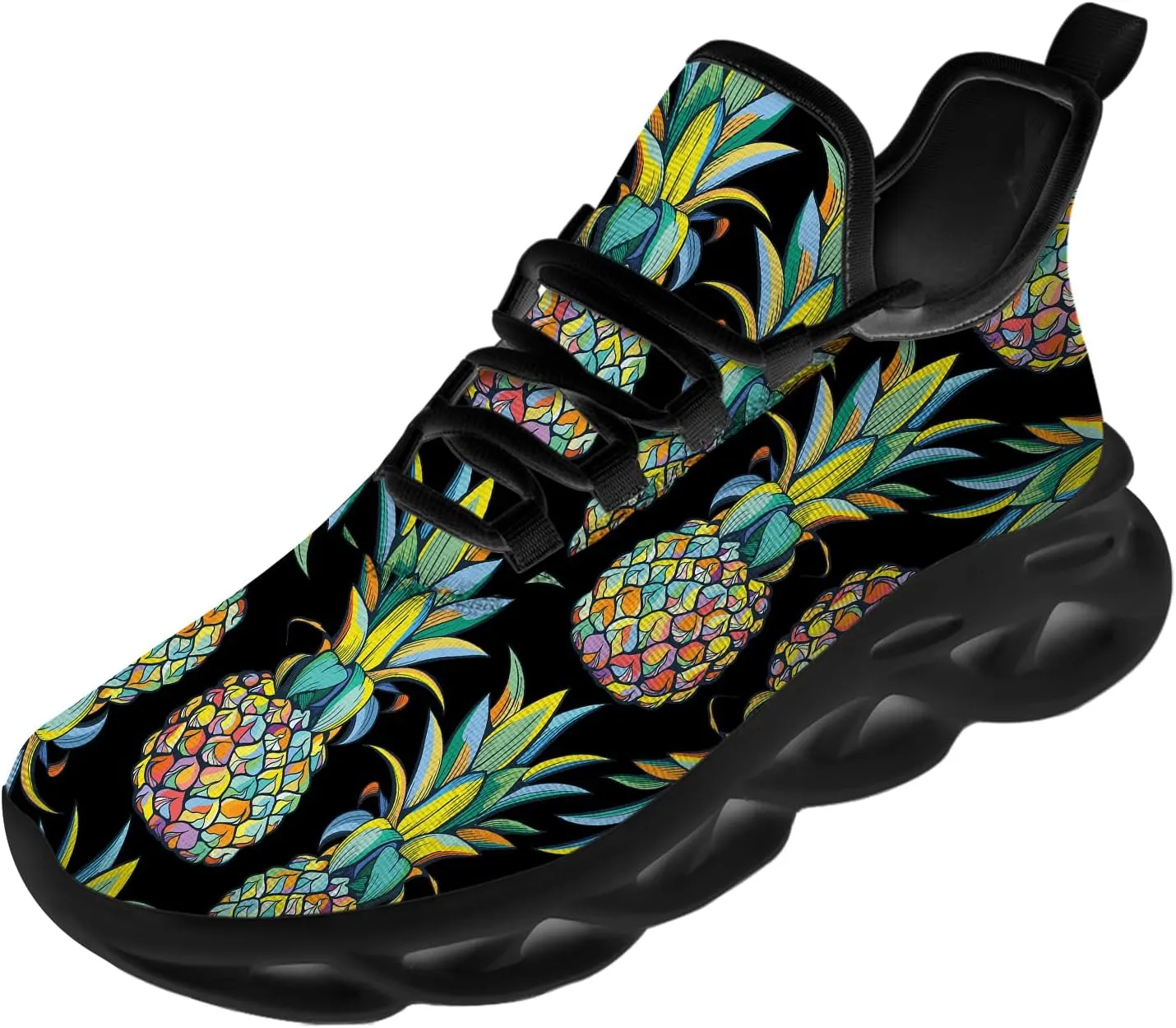 Ciadoon Pineapple Shoes for Women Men Road Running Athletic Walking Tennis Lightweight Sneakers Summer Tropical Shoes Gifts for Him Her