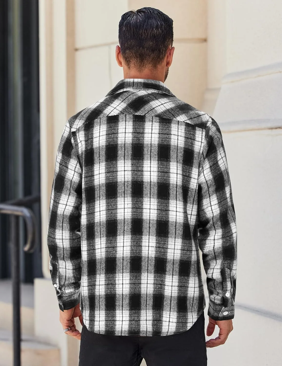 COOFANDY Mens Flannel Shirt Long Sleeve Lightweight Plaid Shirt Casual Button Down Shirts Jacket