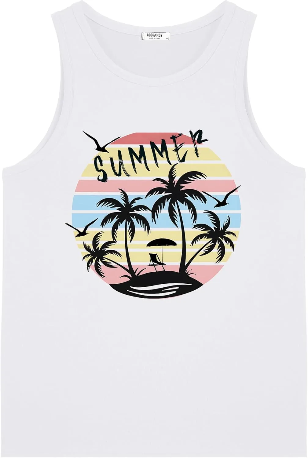 COOFANDY Mens Tank Tops Beach Summer Sleeveless Graphic T Shirts Palm Tree Vacation Quick Dry Muscle Gym Tank