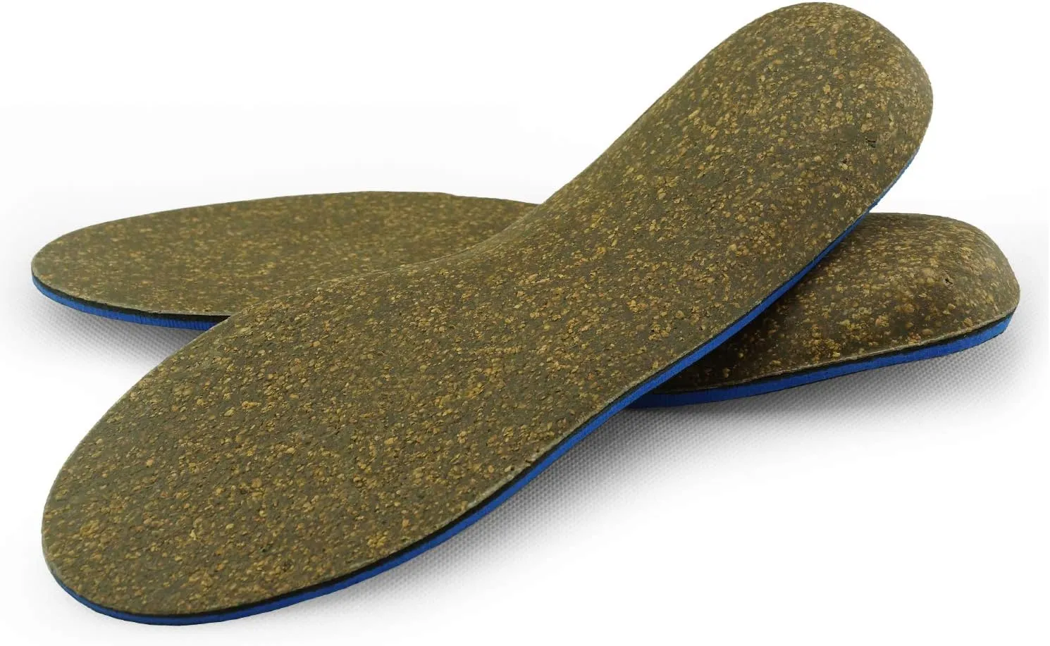 Cork Orthotics Insoles Netural Arch Support Full Length Shoes Inserts (Blue, Womens 7-7.5)