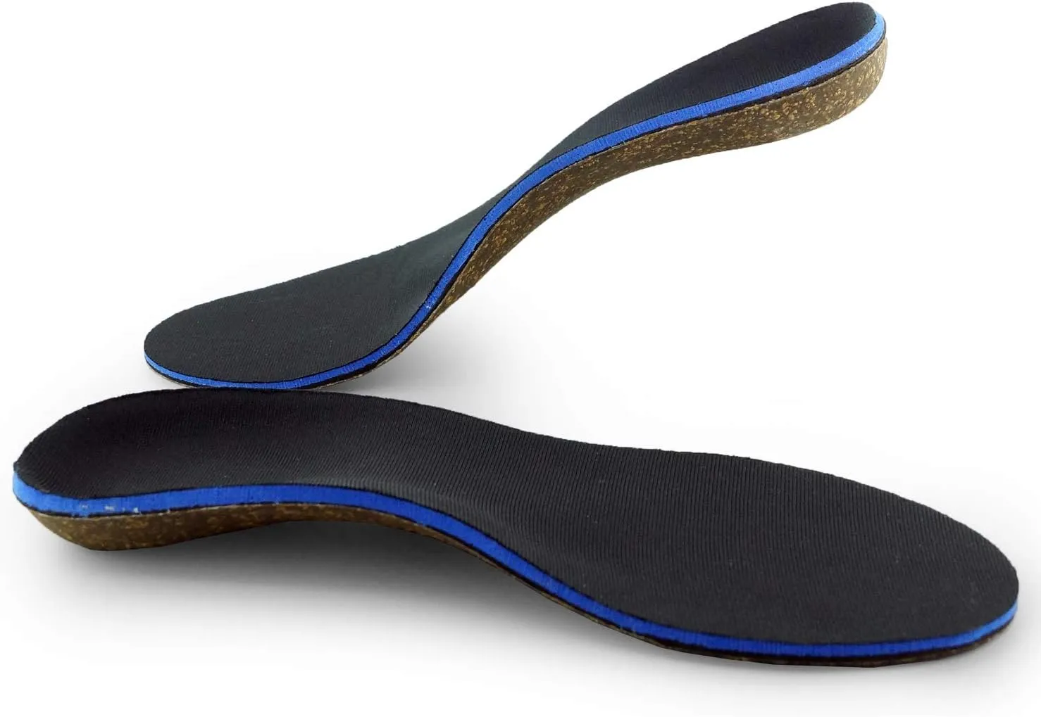 Cork Orthotics Insoles Netural Arch Support Full Length Shoes Inserts (Blue, Womens 7-7.5)