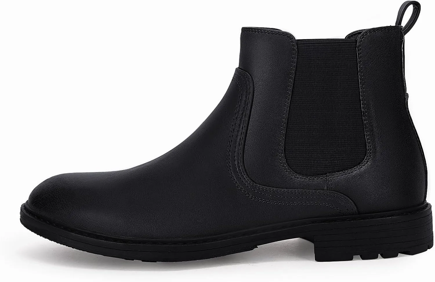 Coutgo Men's Ankle Boots Chelsea Booties Round Toe Slip on Waterproof Leather Dress Booties for Men