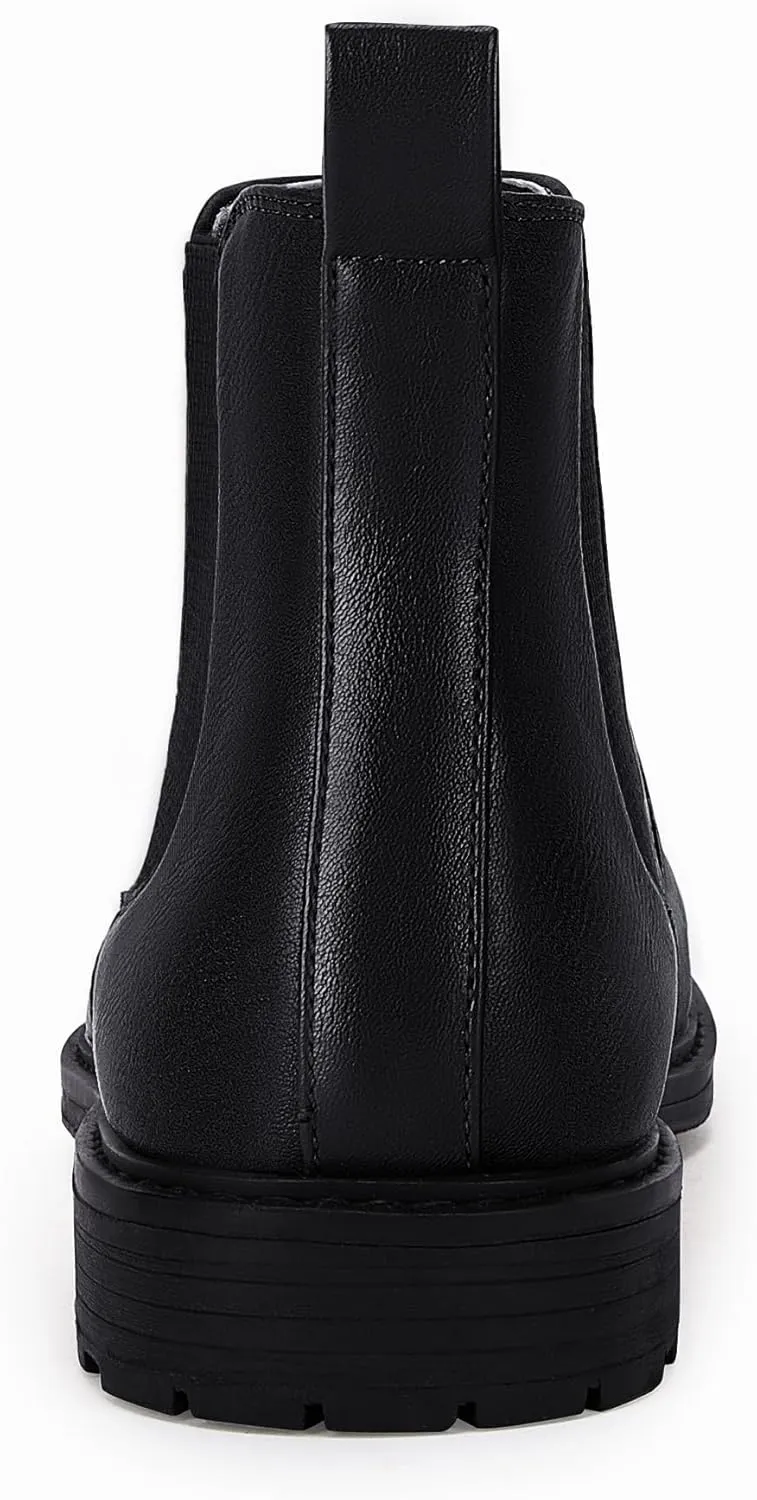 Coutgo Men's Ankle Boots Chelsea Booties Round Toe Slip on Waterproof Leather Dress Booties for Men