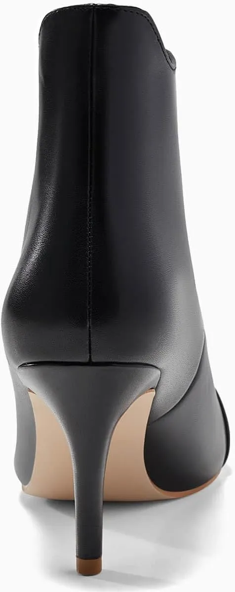 Coutgo Womens High Heel Ankle Booties Pointed Toe Slip On Boots Winter Dress Boot Shoes