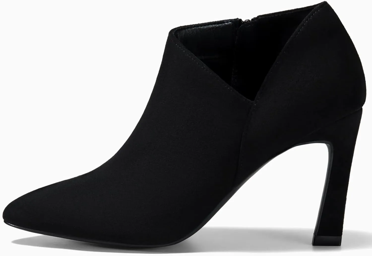 Coutgo Womens Pointed Toe V Cut Ankle Boots Kitten Heel Side Zip Office Booties