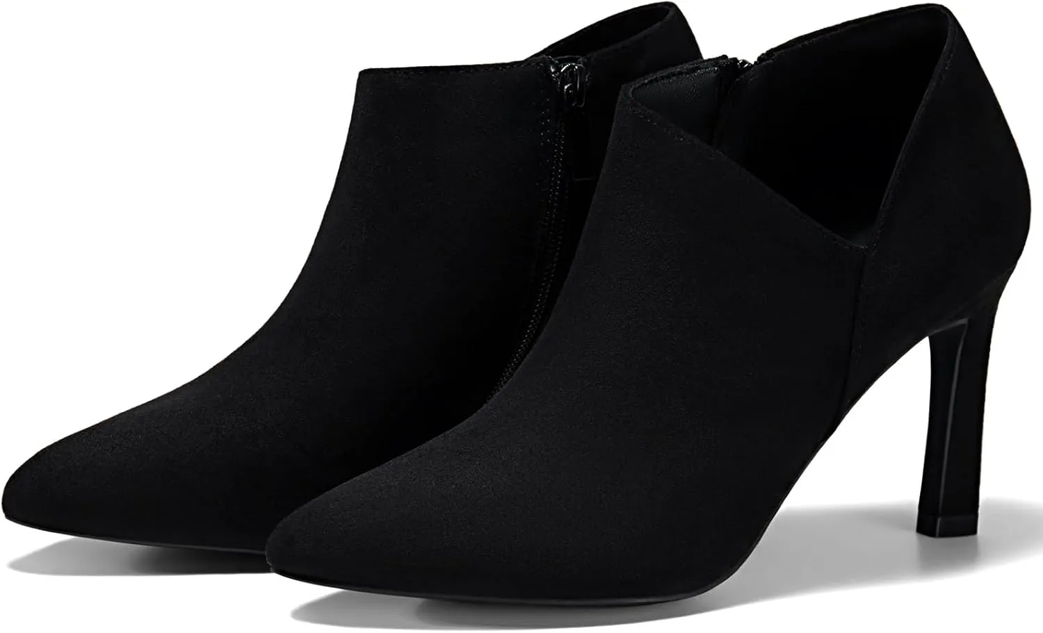 Coutgo Womens Pointed Toe V Cut Ankle Boots Kitten Heel Side Zip Office Booties