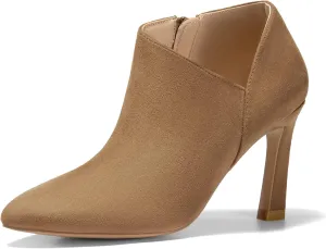 Coutgo Womens Pointed Toe V Cut Ankle Boots Kitten Heel Side Zip Office Booties
