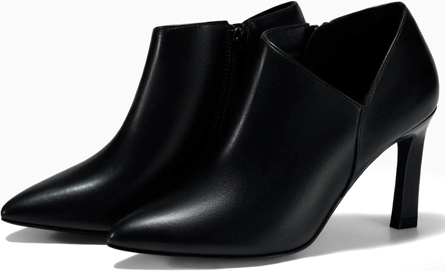 Coutgo Womens Pointed Toe V Cut Ankle Boots Kitten Heel Side Zip Office Booties