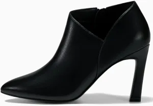 Coutgo Womens Pointed Toe V Cut Ankle Boots Kitten Heel Side Zip Office Booties