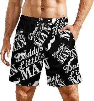 Daddy's Little Man Beard Men's Swim Trunks Quick Dry Board Shorts Swimwear Beach Shorts with Compression Liner