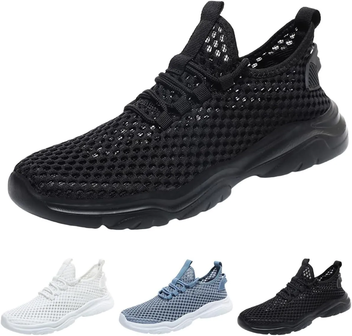 DESESE Mens Mesh Hollow Out Breathable Sneakers,Non-Slip Lace-up Walking Shoes,Fashion Casual Tennis Shoes,Lightweight Quick Dry Running Shoes