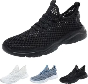 DESESE Mens Mesh Hollow Out Breathable Sneakers,Non-Slip Lace-up Walking Shoes,Fashion Casual Tennis Shoes,Lightweight Quick Dry Running Shoes