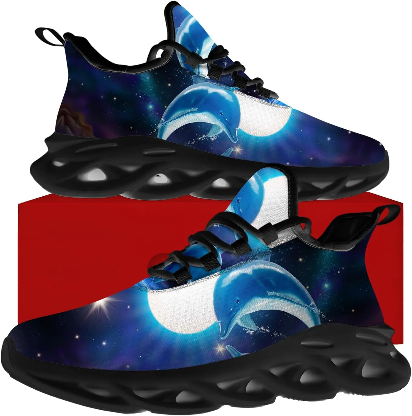 Dolphin Shoes for Women Men Road Running Walking Tennis Breathable Lightweight Sneakers Animal Shoes Gifts for Men Women