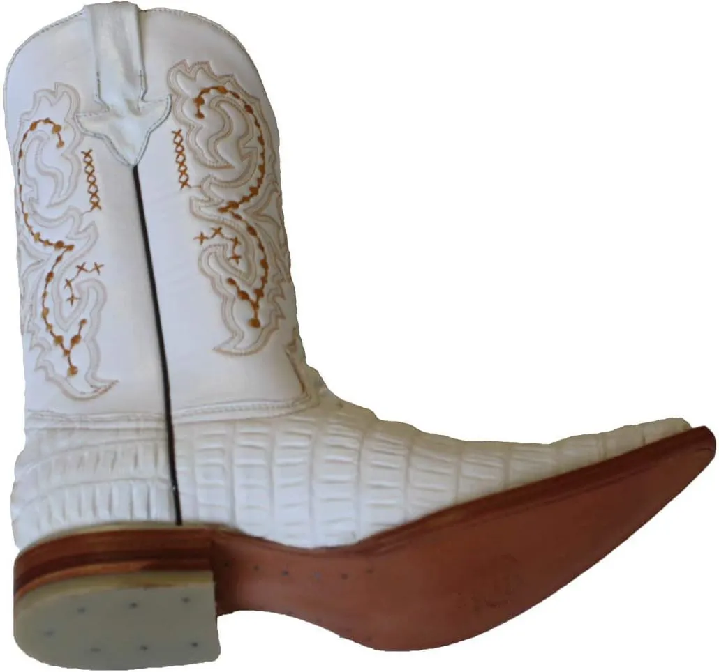 Dona Michi Cowboy boot's Crocodile Back Cut White Cowboy Handmade Luxury Boots
