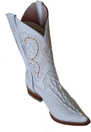 Dona Michi Cowboy boot's Crocodile Back Cut White Cowboy Handmade Luxury Boots