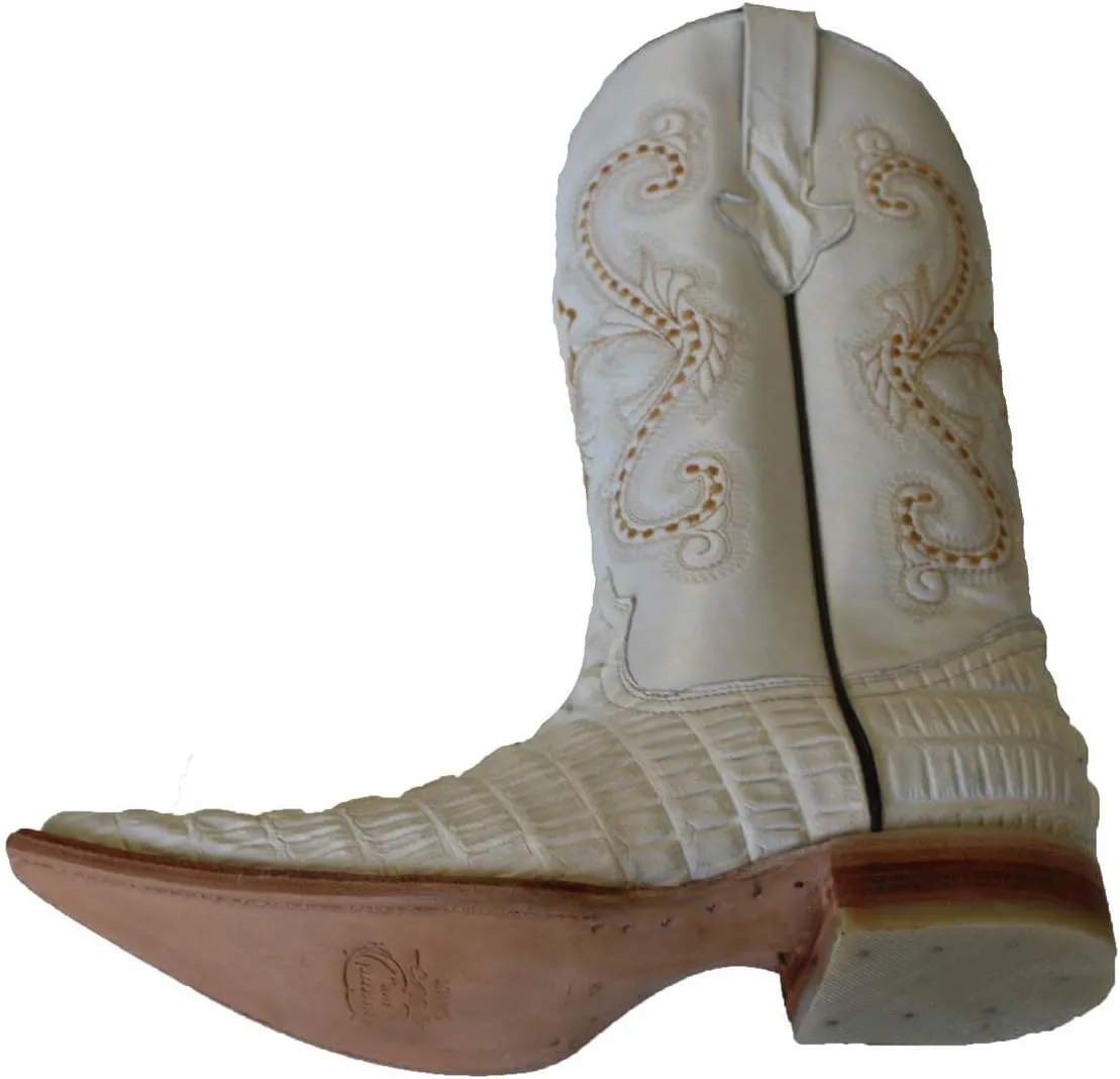 Dona Michi Cowboy boot's Crocodile Back Cut White Cowboy Handmade Luxury Boots