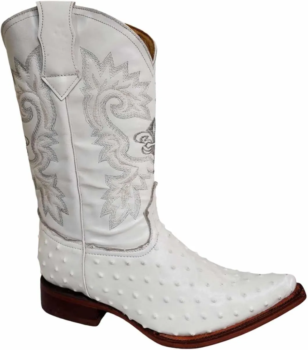 Dona Michi Men Cowboy boot's Leather Ostrich Print Back Cut 2x Toe Westerm Handcrafted Luxury Boots