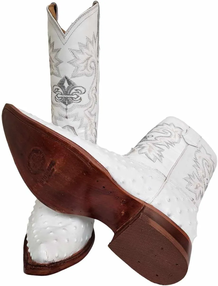 Dona Michi Men Cowboy boot's Leather Ostrich Print Back Cut 2x Toe Westerm Handcrafted Luxury Boots